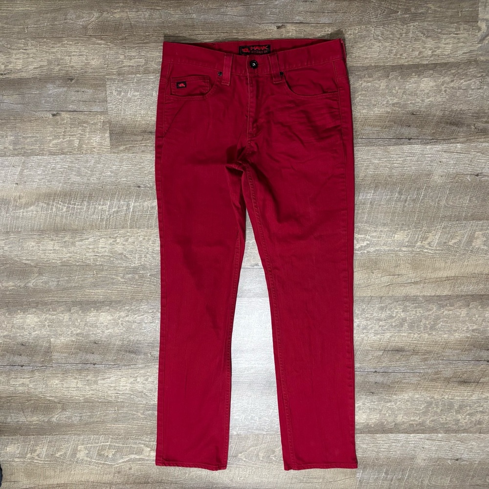 Y2K Tony Hawk Straight Fit Jeans Mens Sz 32X32 RED Denim Skater